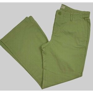 NWT Eddie Bauer Vashon Fit Chino Pants 100% Cotton Green Boot Cut Wide Leg 14